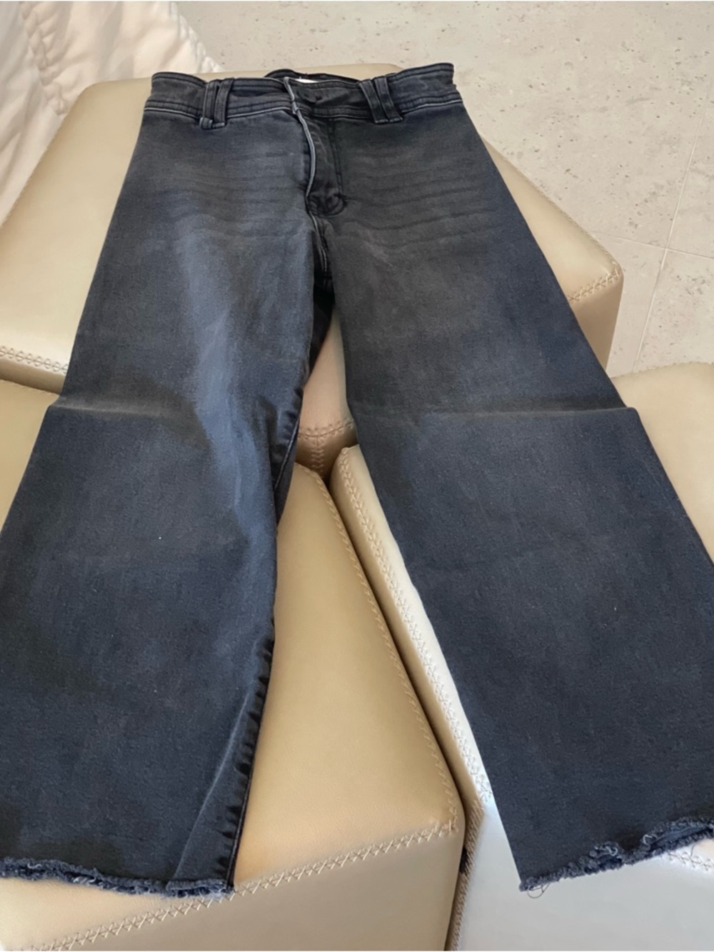 Zara Girls Jeans - Black Wide-Leg Raw Hem Jeans